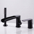 Waterfall 3-Hole Roman Tub Filler Faucet with Hand Shower & 360° Swivel Spout
