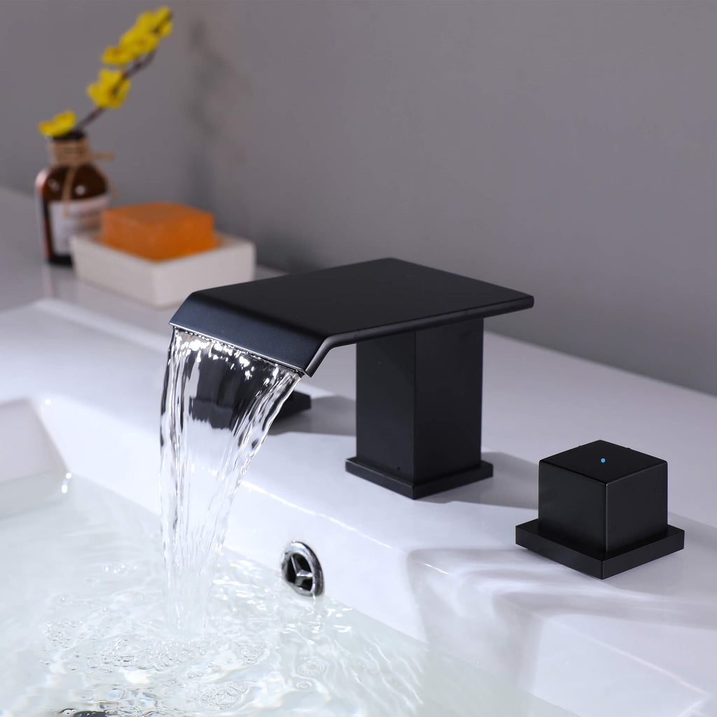 6-12'' Widespread Waterfall Bathroom Faucet with 304 Stainless Steel Storage Top