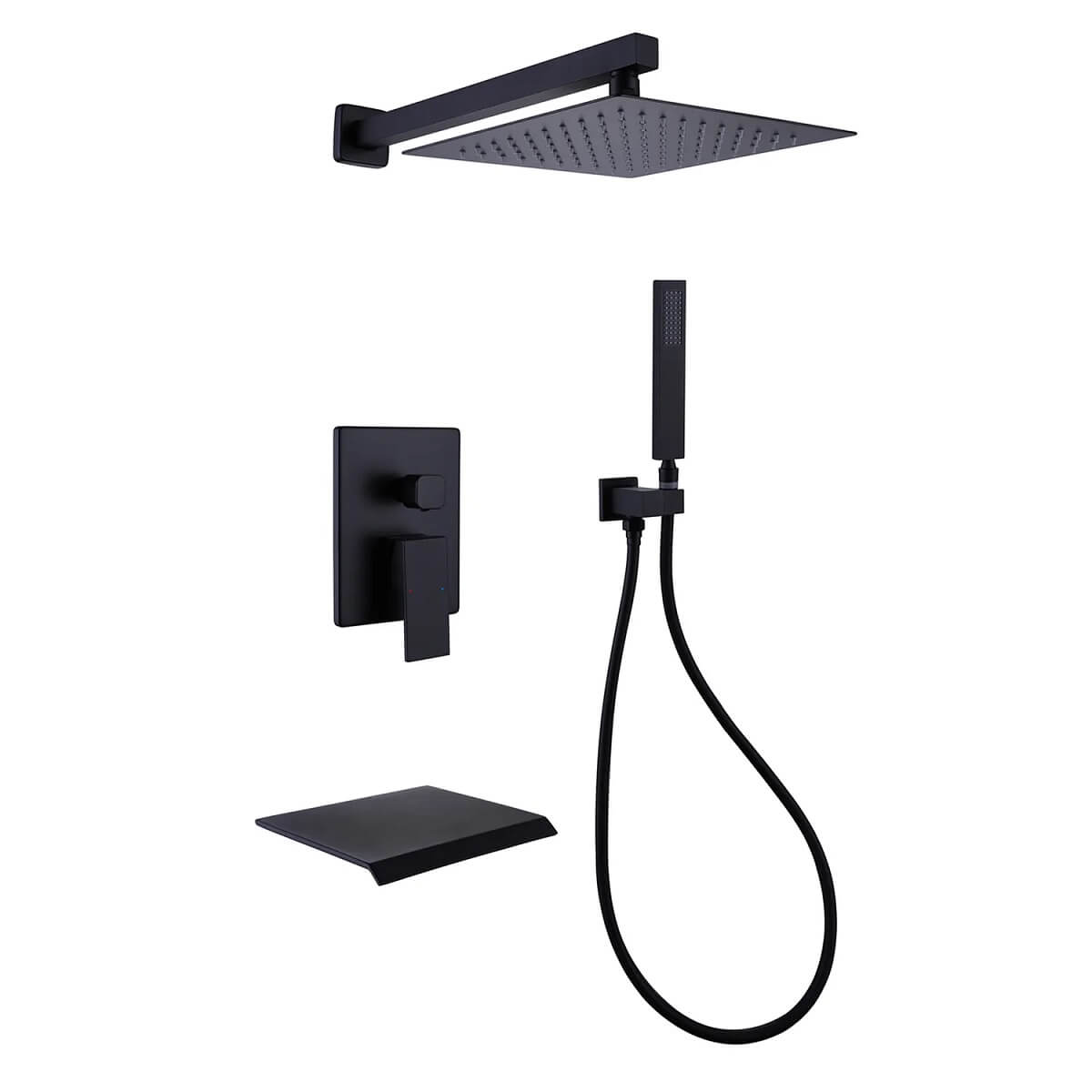 3-Function Tub Shower System with 10" Rain Head & Waterfall Tub Spout