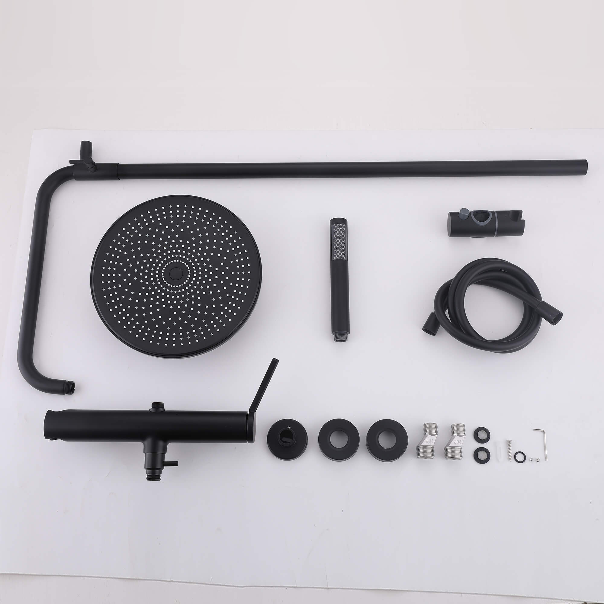 Wall Mounted Rain Shower Head With Adjustable Handheld Slide Bar Shower System