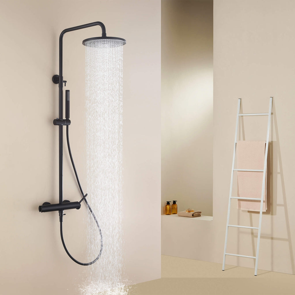 Wall Mounted Rain Shower Head With Adjustable Handheld Slide Bar Shower System