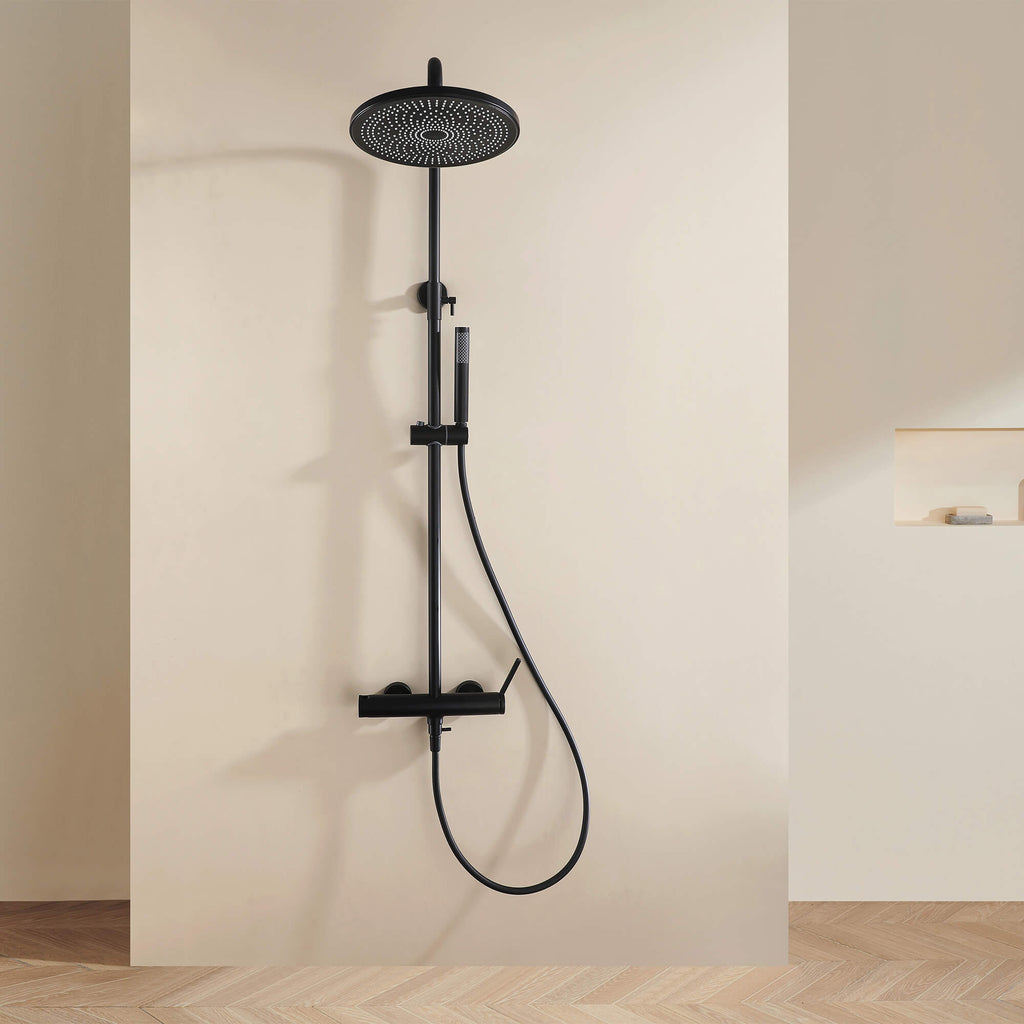 Wall Mounted Rain Shower Head With Adjustable Handheld Slide Bar Shower System