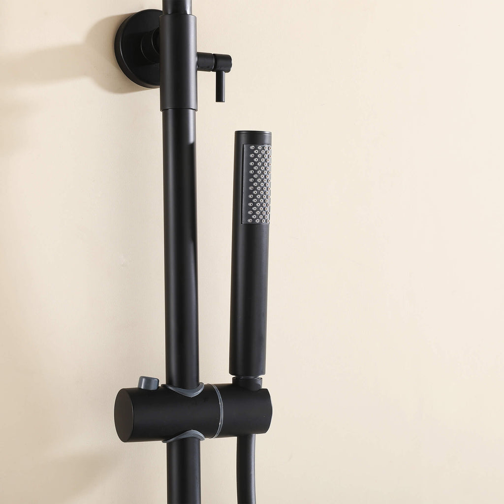 Wall Mounted Rain Shower Head With Adjustable Handheld Slide Bar Shower System
