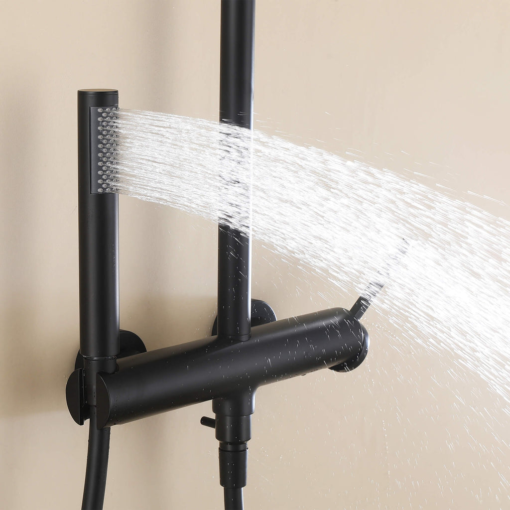 Wall Mounted Rain Shower Head With Adjustable Handheld Slide Bar Shower System