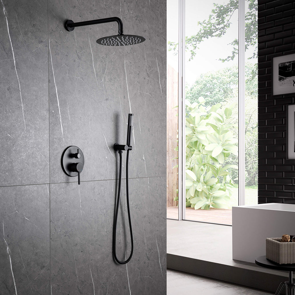 Minimalist  Pressure-Balanced Dual-Head Shower System with Swivel Rain Head