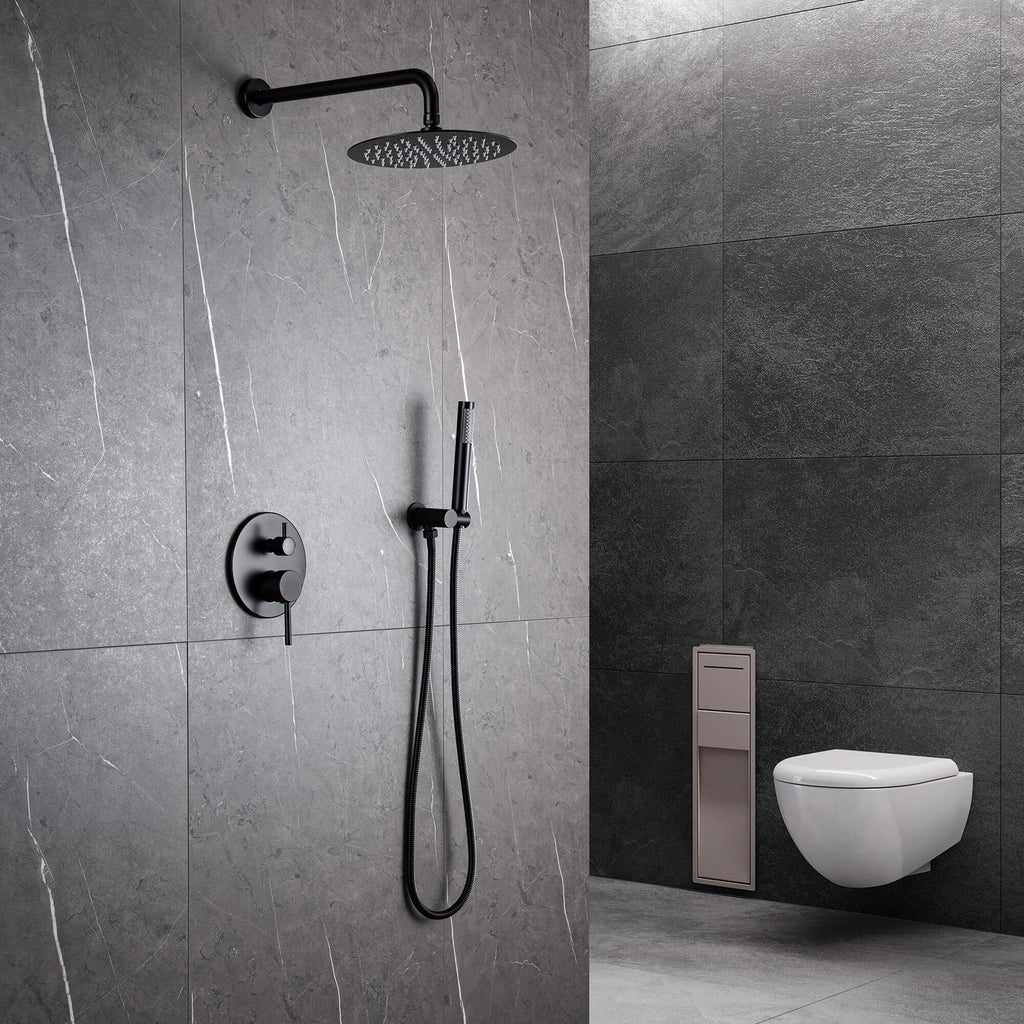 Minimalist  Pressure-Balanced Dual-Head Shower System with Swivel Rain Head