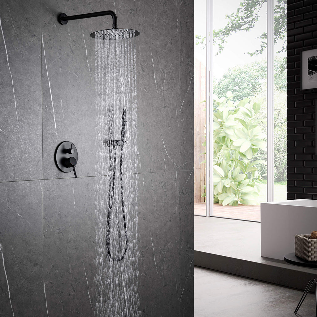 Minimalist  Pressure-Balanced Dual-Head Shower System with Swivel Rain Head