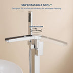 Chrome Modern Solid Brass Freestanding Tub Filler Faucet with Hand Shower