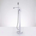Chrome Modern Solid Brass Freestanding Tub Filler Faucet with Hand Shower