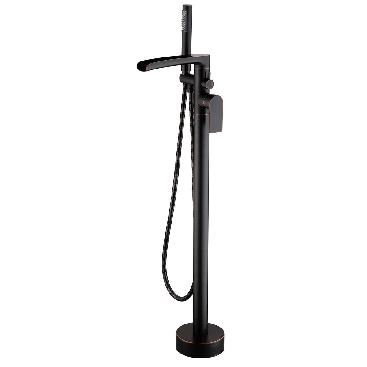Waterfall Freestanding Bathtub Faucet with Open-Channel Spout and Hand Shower