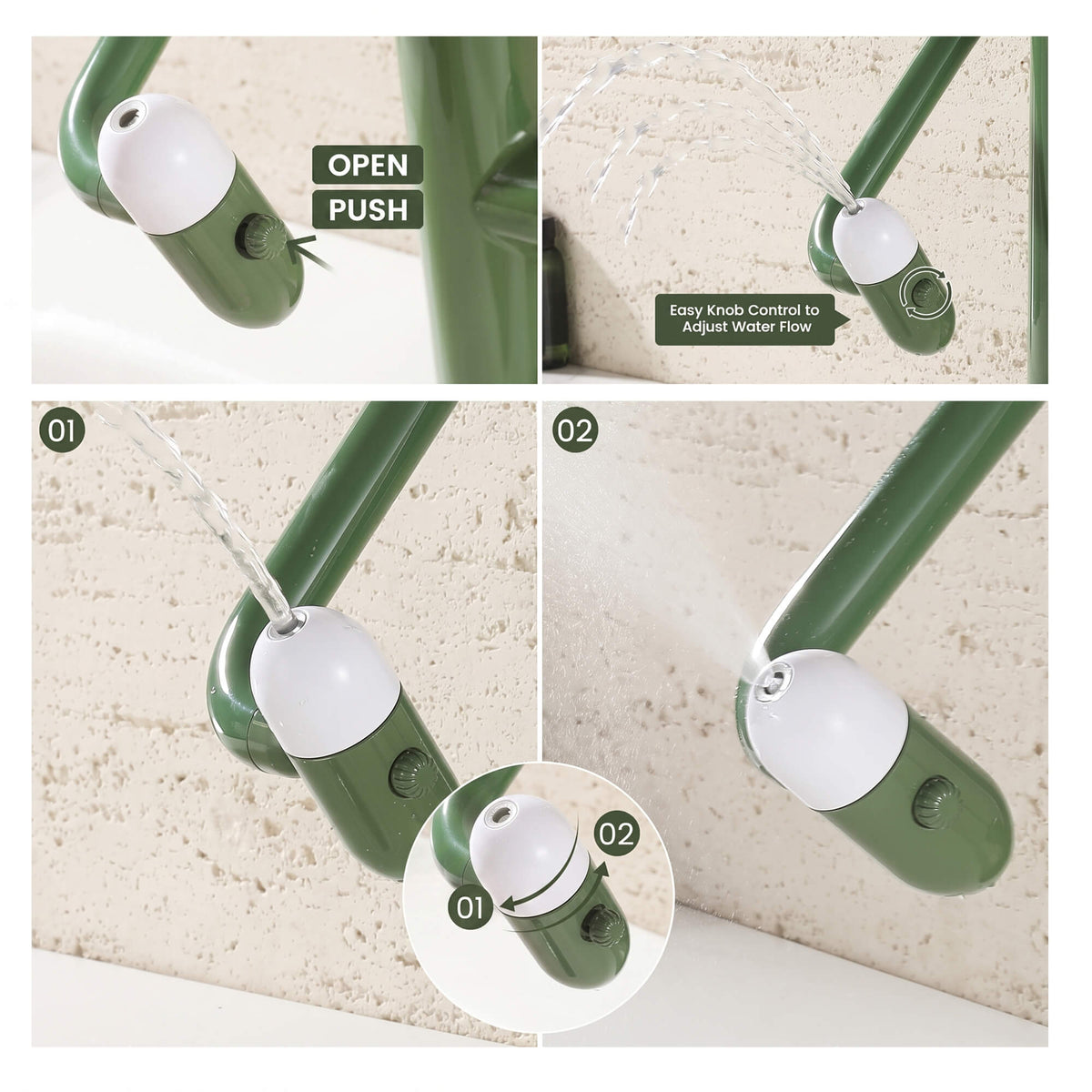 Single-Hole Pull-Out Bathroom Faucet with 360° Bionic Arm and 4 Spray Modes