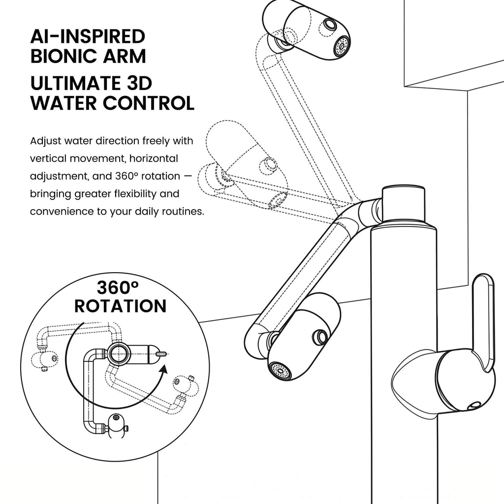 Single-Hole Pull-Out Bathroom Faucet with 360° Bionic Arm and 4 Spray Modes