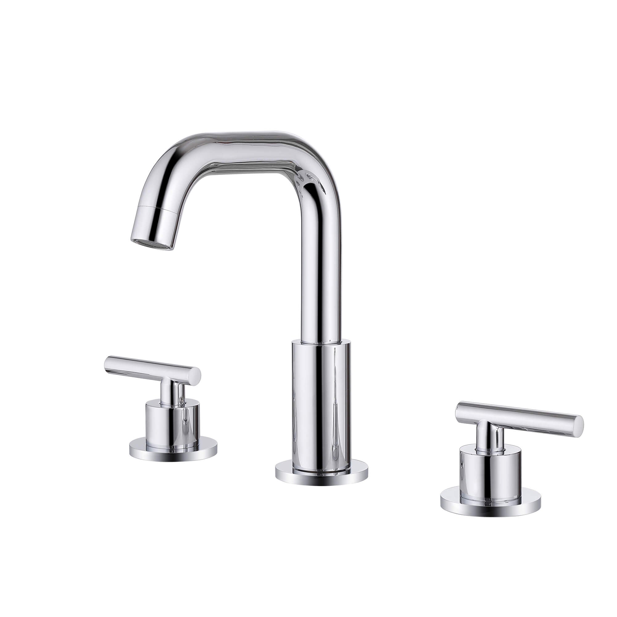 180° Swivel Gooseneck Spout Widespread Bathroom Faucet with Dual Handles