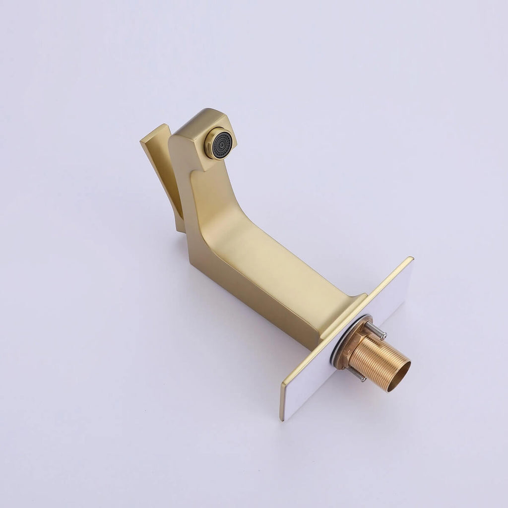 Single Handle 1-hole Basin Faucet with Curved Spout and Rectangular Deck Plate