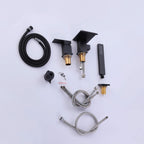 Matte Black 3-Hole Waterfall Roman Tub Faucet with Hand Shower Single Handle