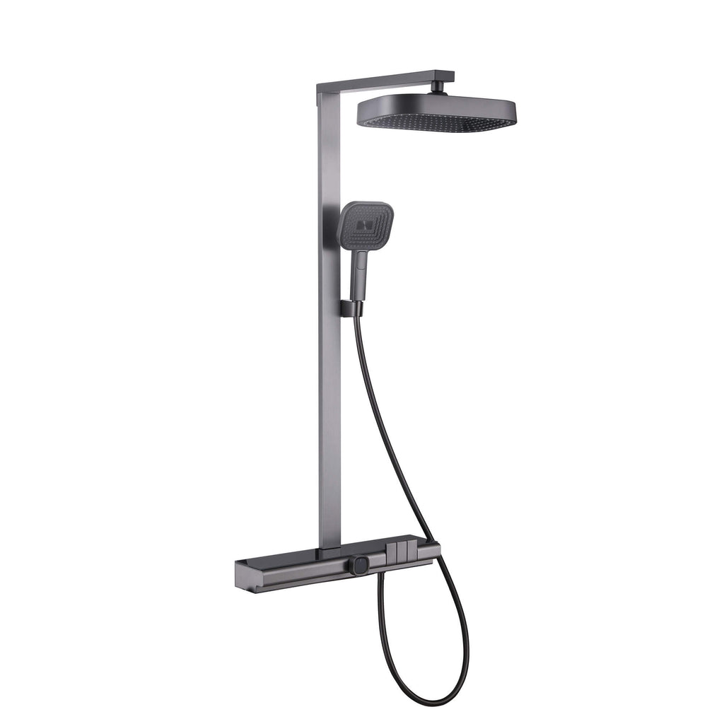 Thermostatic Dual-Head Shower System with Overhead Rain and 3-Functions Handheld Spray