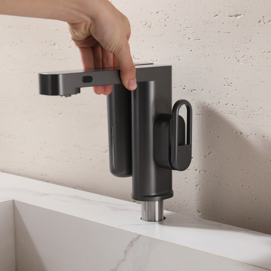 Smart Bathroom Faucet with Digital Display and Automatic Sensor Soap Dispenser