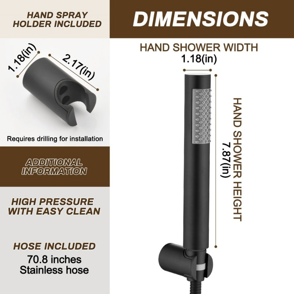 High-Pressure Round Handheld Showerhead With Wall-Mounted Base TF00H2