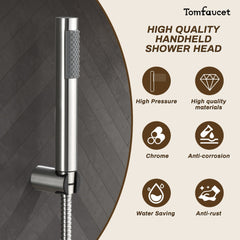 High-Pressure Round Handheld Showerhead With Wall-Mounted Base TF00H2