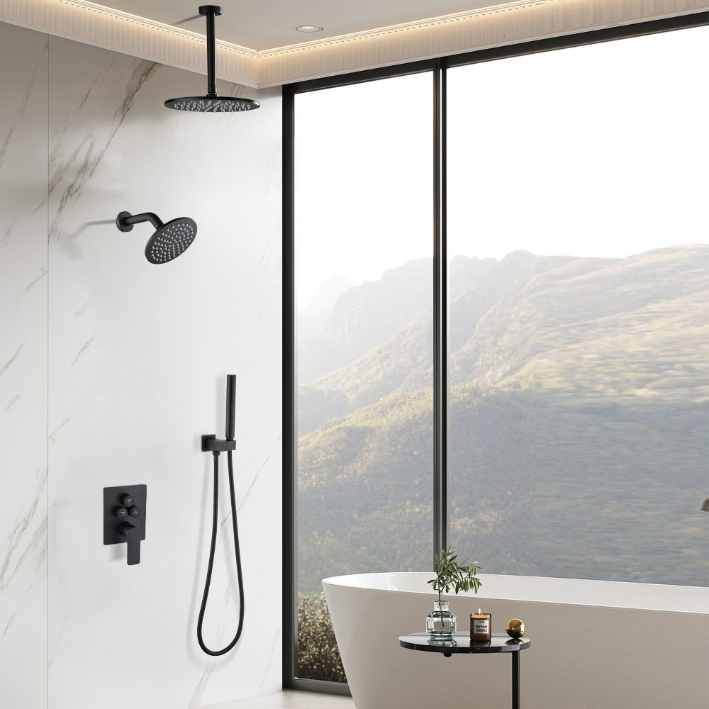 Push-Button Switch Shower Faucet Set With 2-In-1 Handheld Showerhead TF00S1