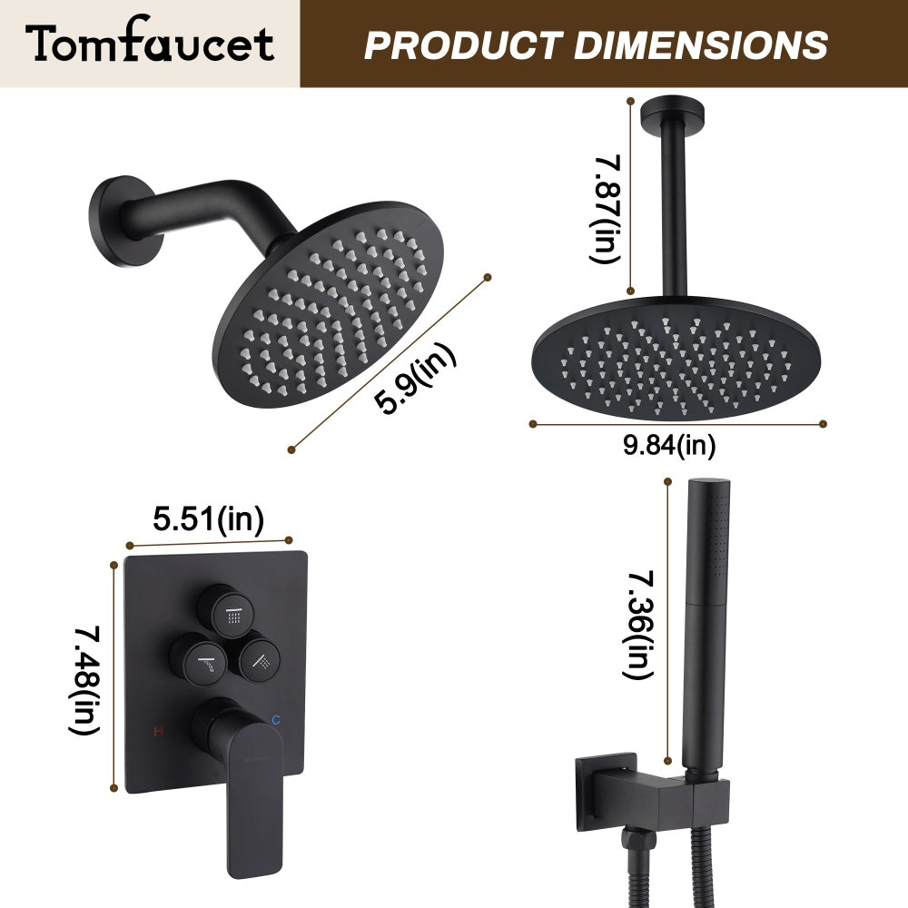 Push-Button Switch Shower Faucet Set With 2-In-1 Handheld Showerhead TF00S1