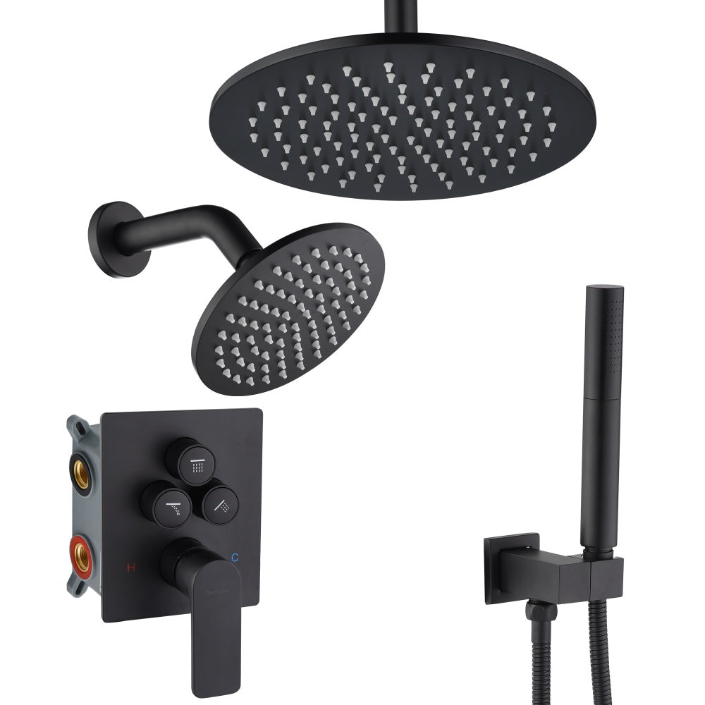 Push-Button Switch Shower Faucet Set With 2-In-1 Handheld Showerhead TF00S1