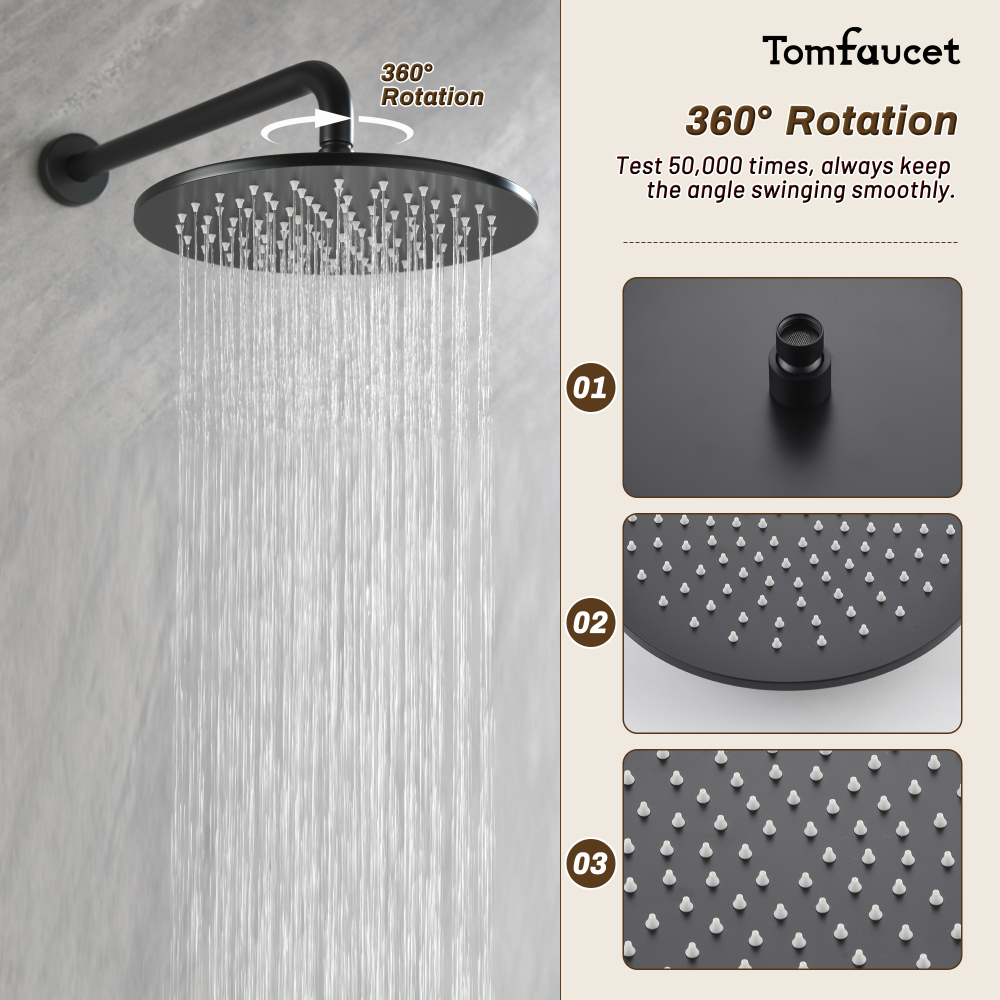 10-Inch Round Wall-Mounted Rain Shower System With A Bathtub Spout TF00S3