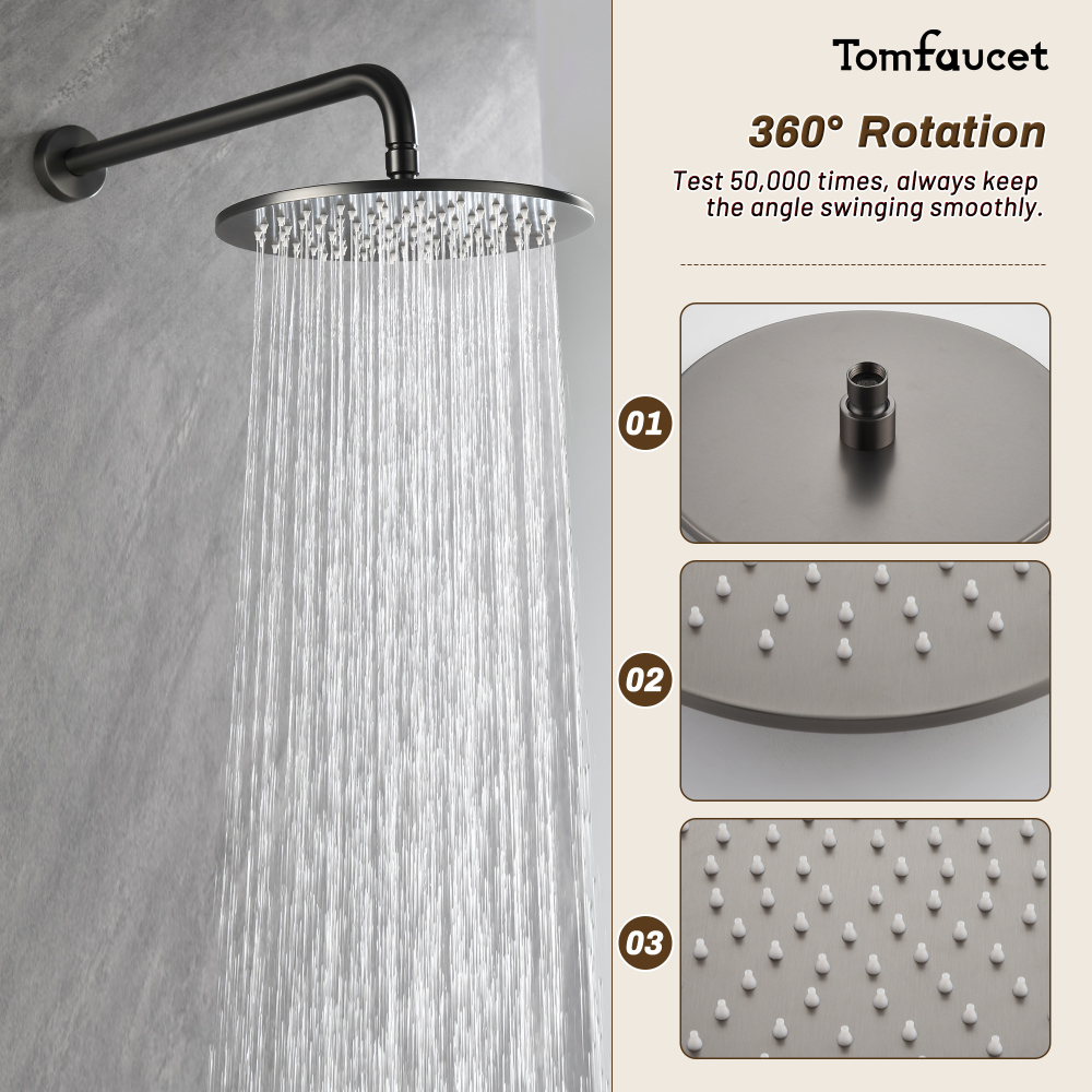 10-Inch Round Wall-Mounted Rain Shower System With A Bathtub Spout TF00S3