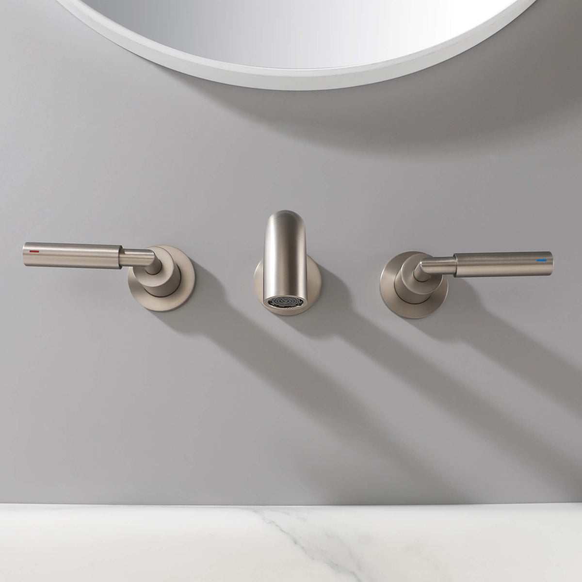 Wall-Mounted Bathroom Faucet with Drain Assembly Solid Brass 3-Piece Set