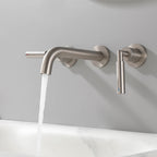 Wall-Mounted Bathroom Faucet with Drain Assembly Solid Brass 3-Piece Set