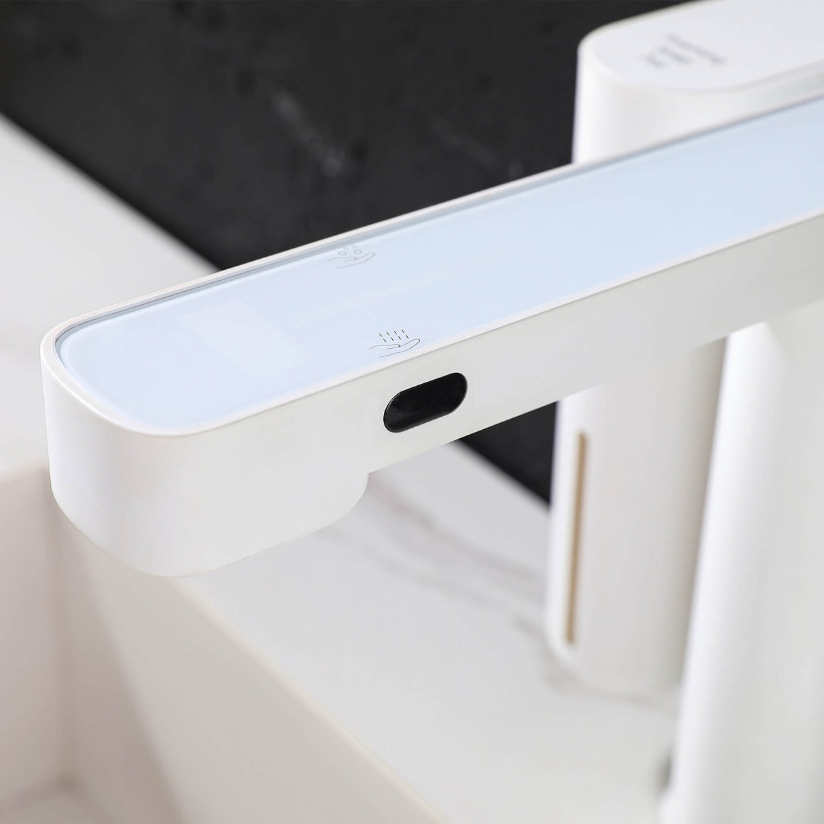 Touchless Smart Soap & Water Sensor Basin Faucet with Integrated Digital Temperature Screen