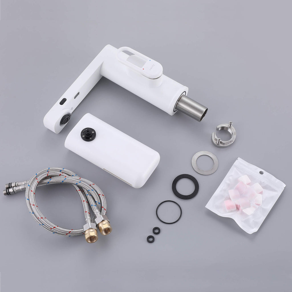 Touchless Smart Soap & Water Sensor Basin Faucet with Integrated Digital Temperature Screen