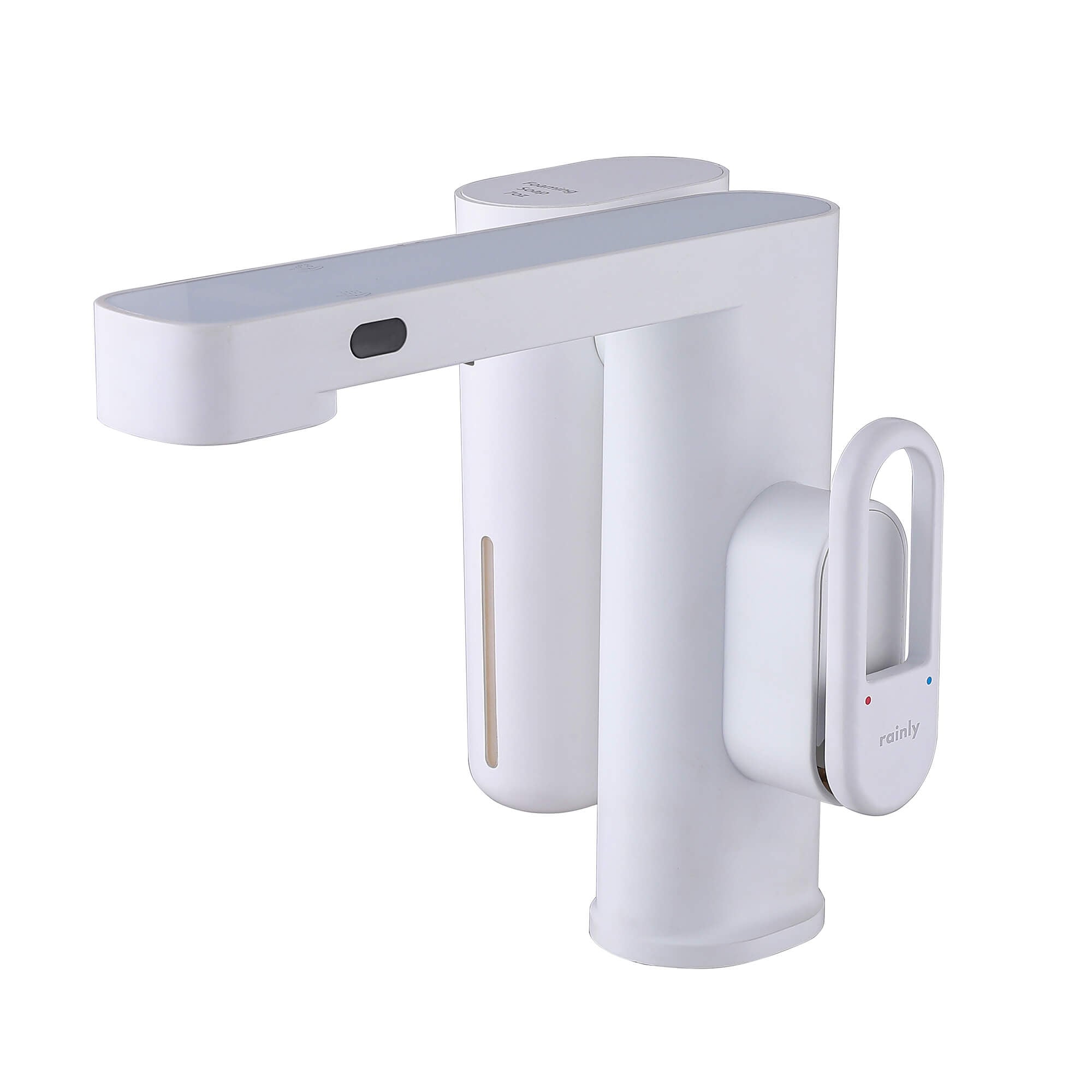 Touchless Smart Soap & Water Sensor Basin Faucet with Integrated Digital Temperature Screen